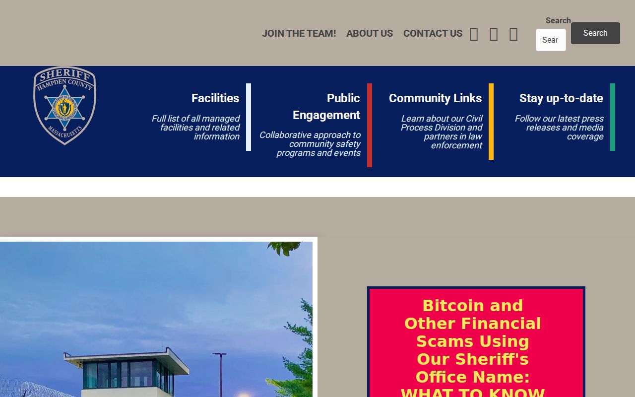 Hampden County Sheriff's Office site used for Hampden County warrant and bail information
