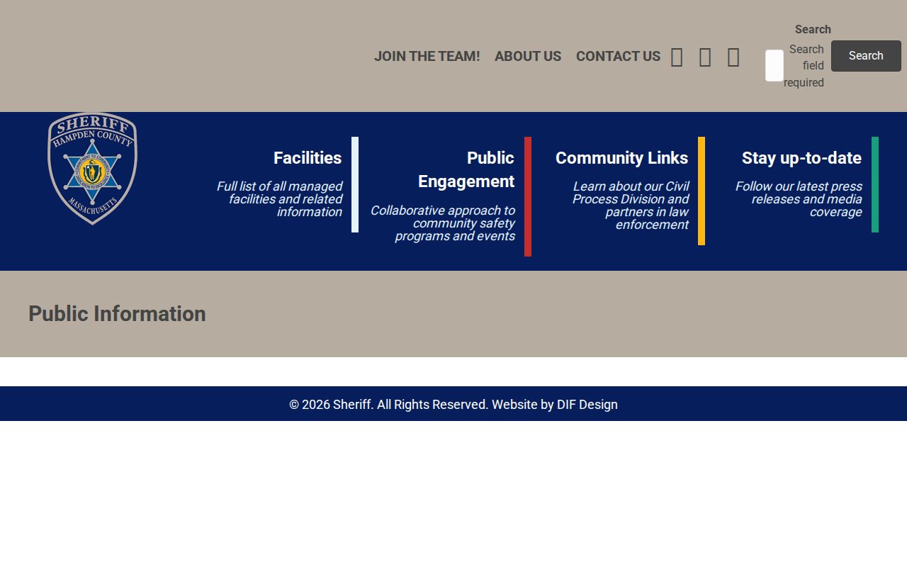 Hampden County Sheriff public information page for records held in sheriff custody