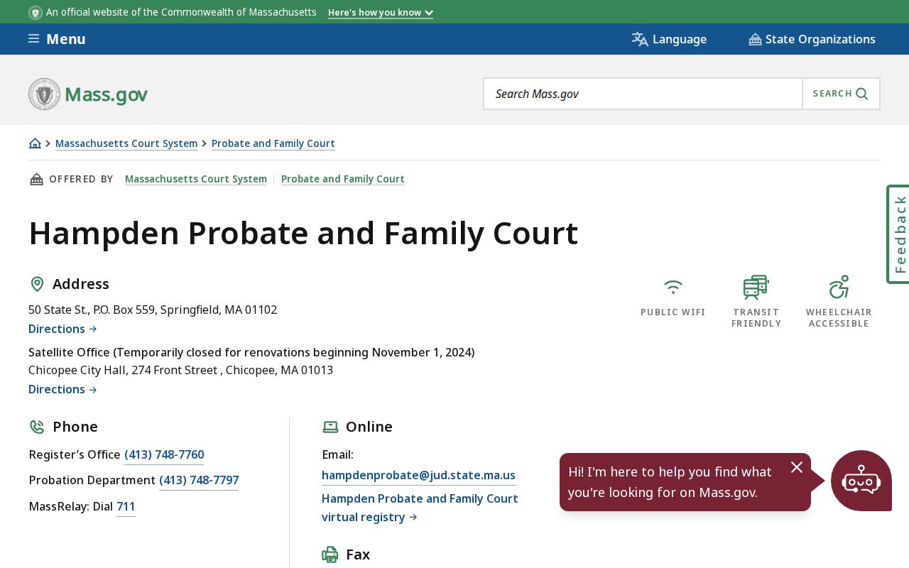Hampden Probate and Family Court where family warrant and contempt process is filed